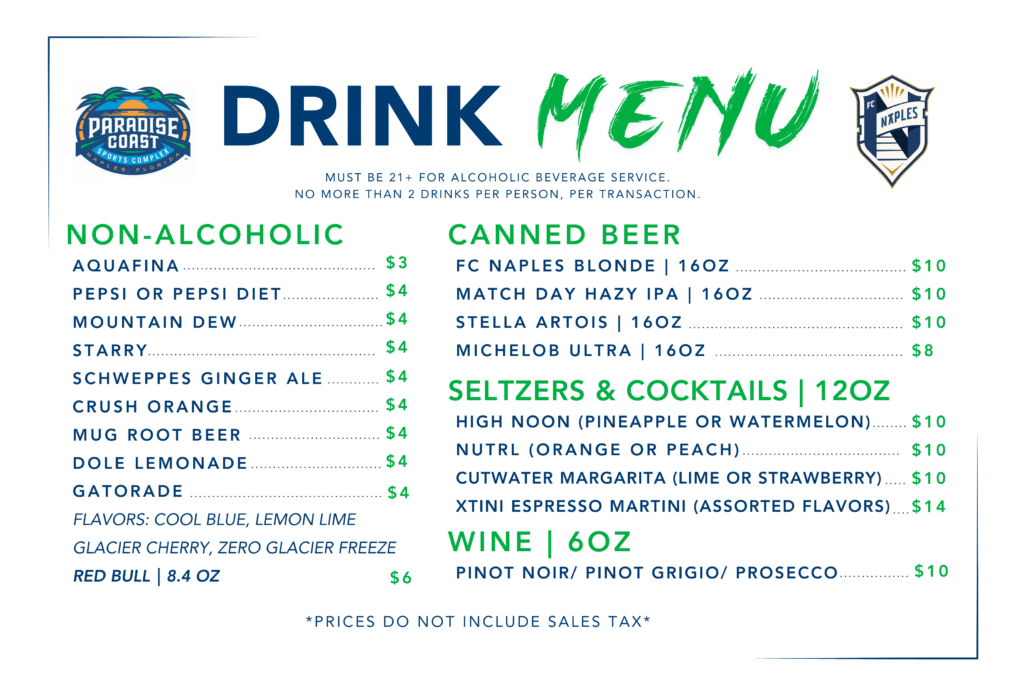 Drink Menu White Concessions (25 x 37 in) (37 x 25 in)