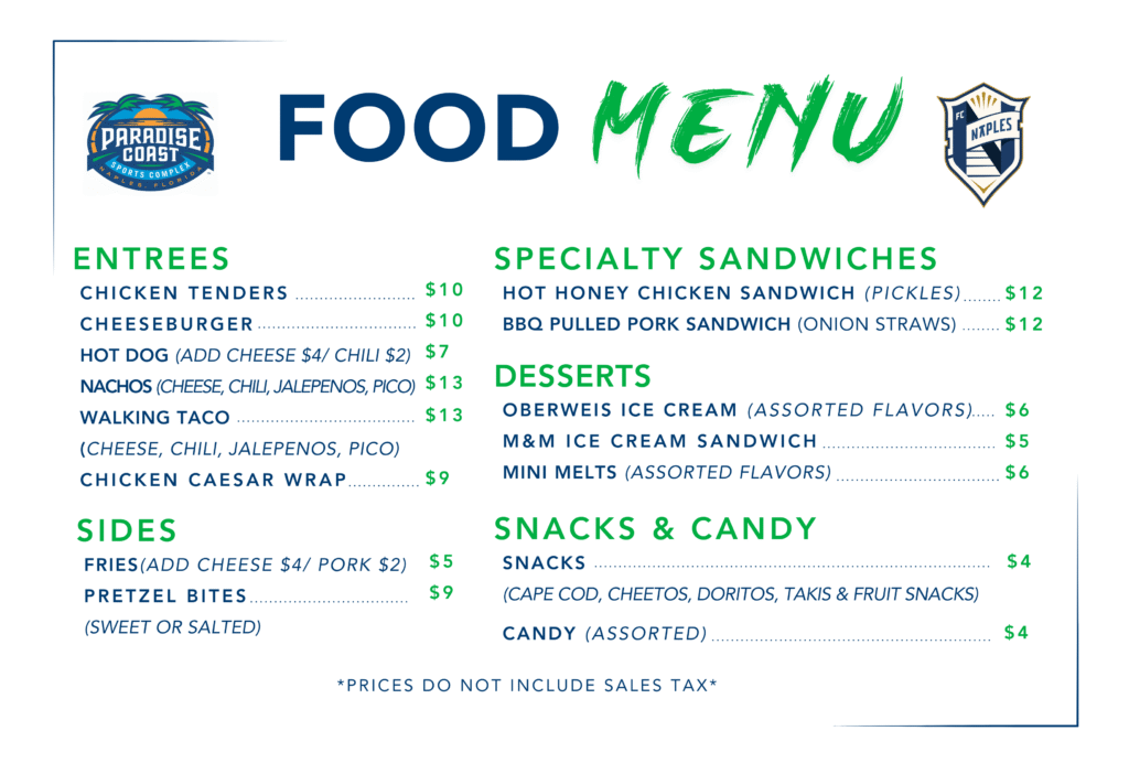 Food Menu White Concessions (37 x 25 in)