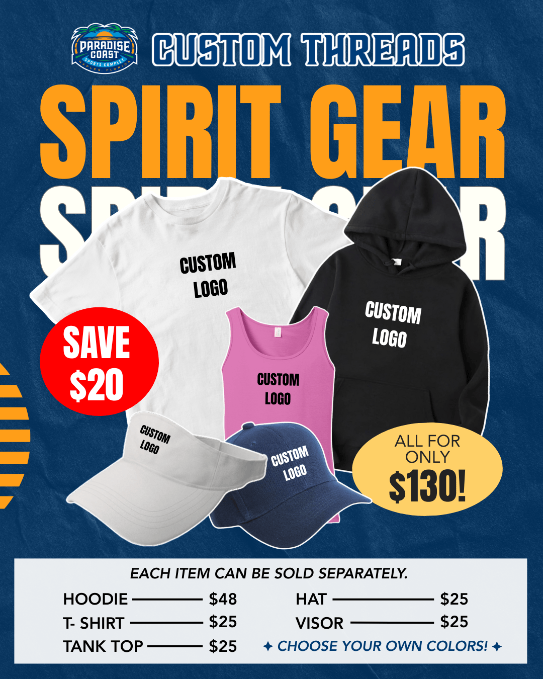 Custom Threads - Paradise Coast Sports Complex